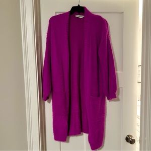 Davi & Dani Fuzzy Long Purple Cardigan